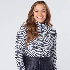 Swing Out Sister Ada Thermal Ladies Golf Roll Neck Navy & White Pattern -Teepeg Store image398026102