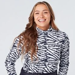 Swing Out Sister Ada Thermal Ladies Golf Roll Neck Navy & White Pattern -Teepeg Store image398026104