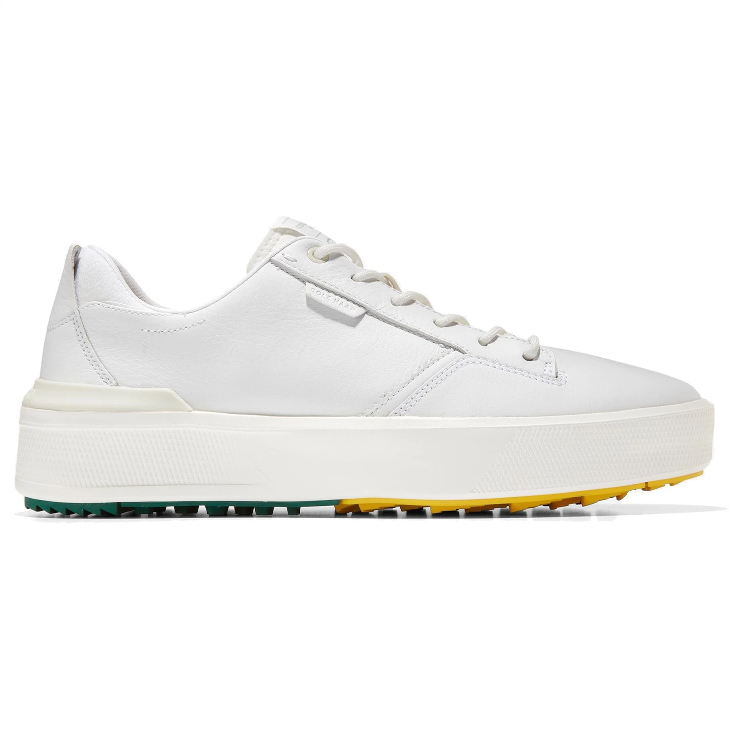 Cole Haan GrandPrø Crew Mens Golf Shoe White Leather Aventurine 3 Cole Haan GrandPrø Crew Mens Golf Shoe White Leather Aventurine