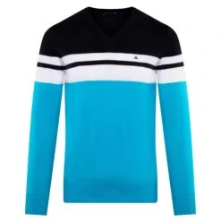 J.Lindeberg J Lindeberg Dunbar Striped Cotton Sweater Navy/Blue