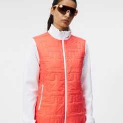 J.Lindeberg J Lindeberg Stefania Hybrid Ladies Golf Jacket Hot Coral -Teepeg Store image403717859