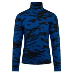 J.Lindeberg J Lindeberg Luke Print Mens Golf Mid Layer Neptune Nautical Blue -Teepeg Store image407120987