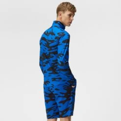 J.Lindeberg J Lindeberg Luke Print Mens Golf Mid Layer Neptune Nautical Blue -Teepeg Store image407120995
