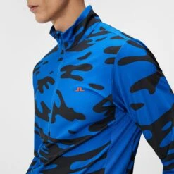 J.Lindeberg J Lindeberg Luke Print Mens Golf Mid Layer Neptune Nautical Blue -Teepeg Store image407120998