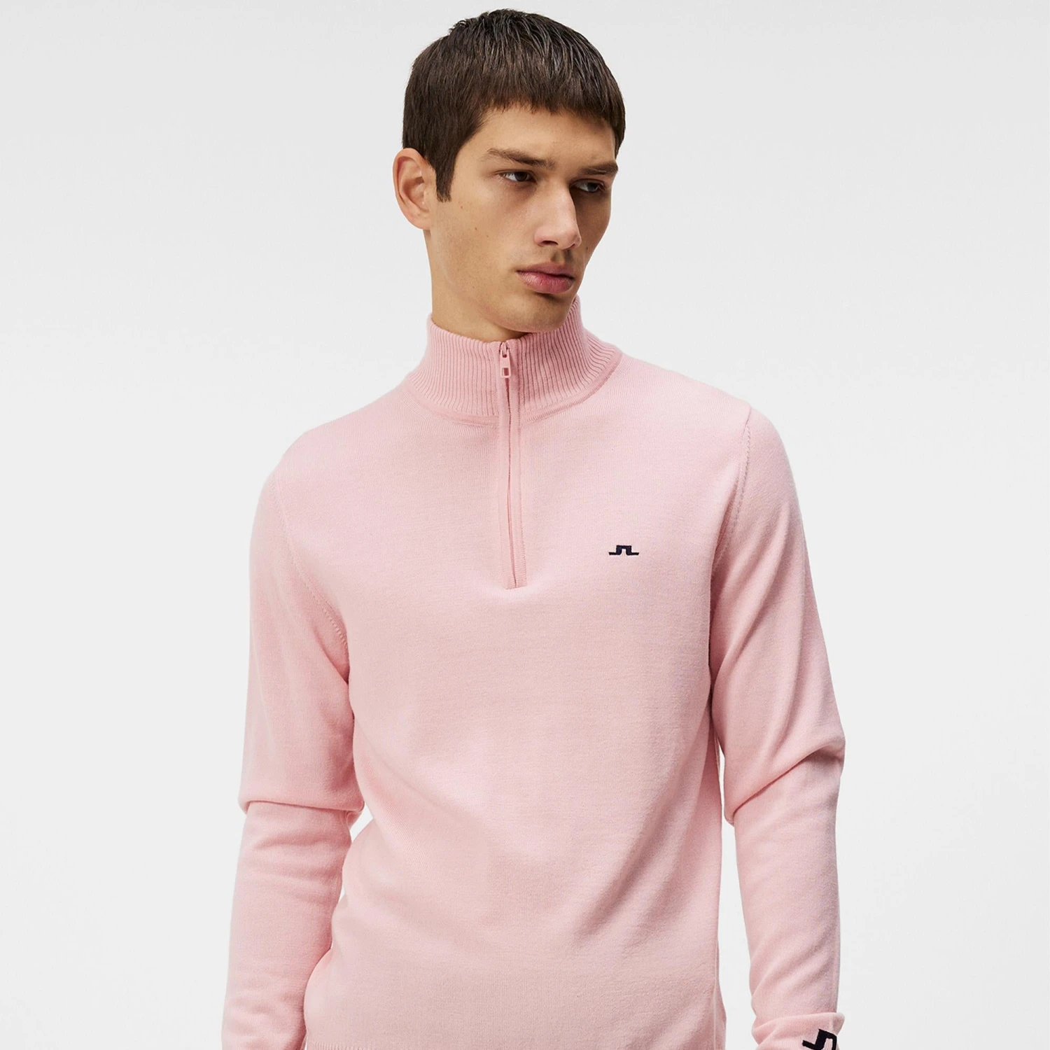 J.Lindeberg J Lindeberg Kian Tour Merino Zipped Neck Mens Golf Sweater Powder Pink 5 J.Lindeberg J Lindeberg Kian Tour Merino Zipped Neck Mens Golf Sweater Powder Pink - Image 3