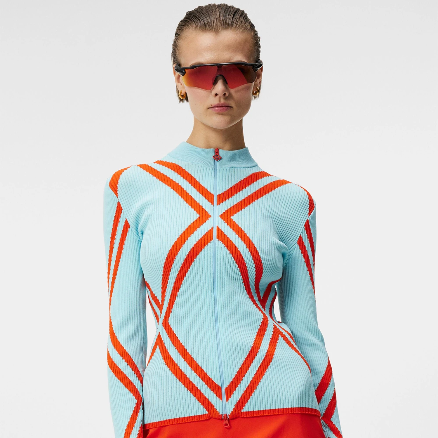 J.Lindeberg J Lindeberg Flora Knitted Ladies Golf Sweater Aruba Blue 5 J.Lindeberg J Lindeberg Flora Knitted Ladies Golf Sweater Aruba Blue - Image 3