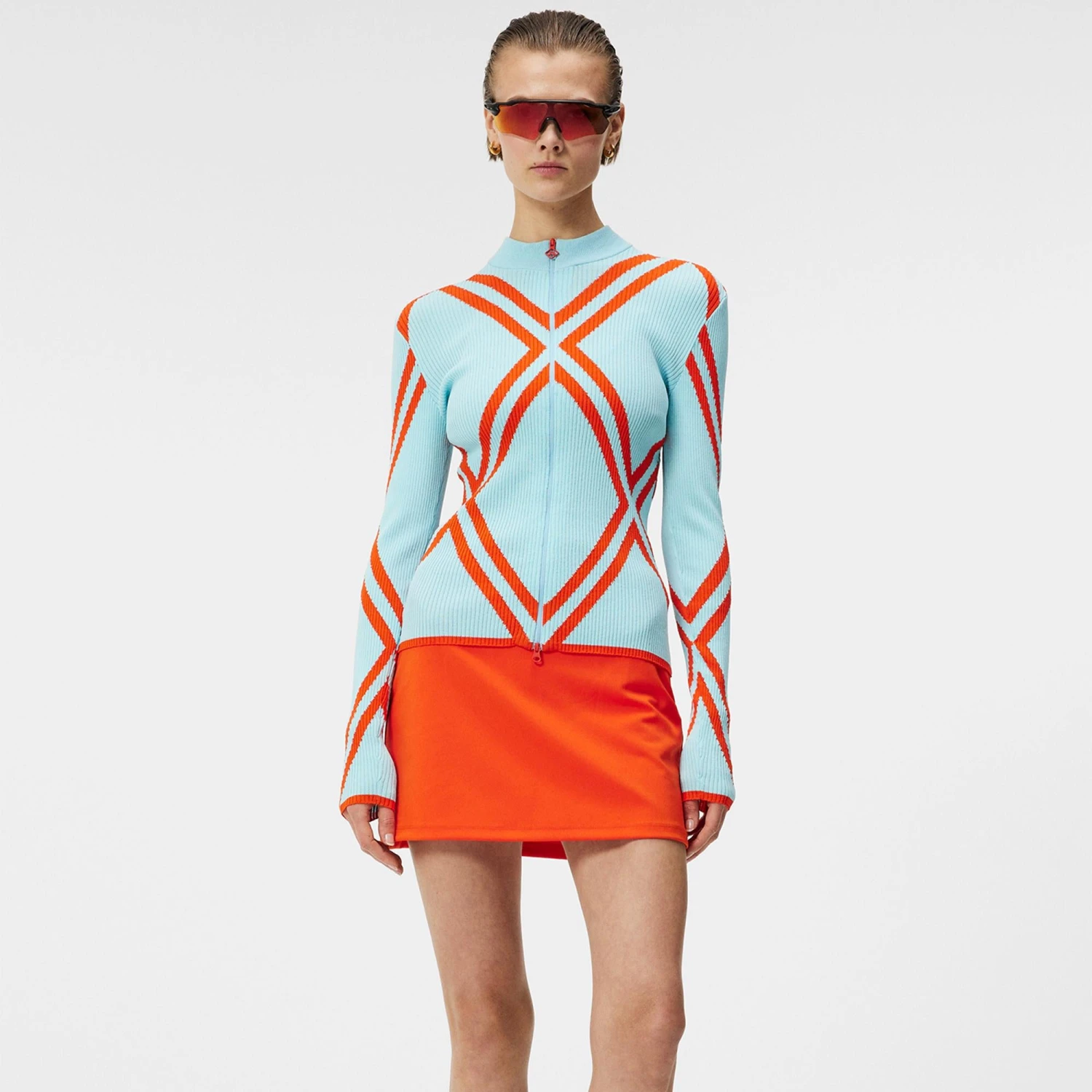 J.Lindeberg J Lindeberg Flora Knitted Ladies Golf Sweater Aruba Blue 6 J.Lindeberg J Lindeberg Flora Knitted Ladies Golf Sweater Aruba Blue - Image 4