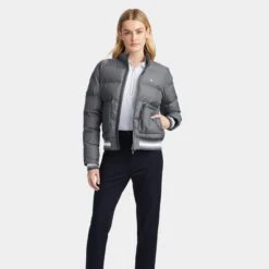 Ladies G/FORE Coated Nylon Melange Puffer Jacket Charcoal Heather Grey 14 Ladies G/FORE Coated Nylon Melange Puffer Jacket Charcoal Heather Grey -Teepeg Store image408642373