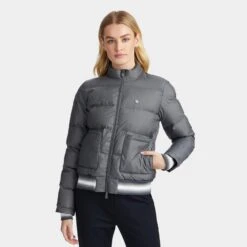 Ladies G/FORE Coated Nylon Melange Puffer Jacket Charcoal Heather Grey 18 Ladies G/FORE Coated Nylon Melange Puffer Jacket Charcoal Heather Grey -Teepeg Store image408642392