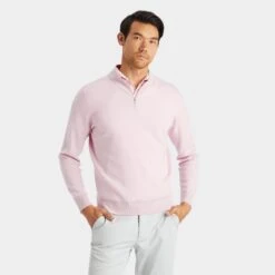 G/FORE V Neck Merino Quarter Zip Knitted Sweater Trifle -Teepeg Store image408645613