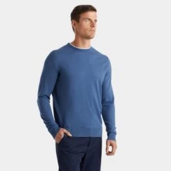 G/FORE Merino Wool Blend Crew Neck Knitted Sweater Slate 29 G/FORE Merino Wool Blend Crew Neck Knitted Sweater Slate -Teepeg Store image408645732