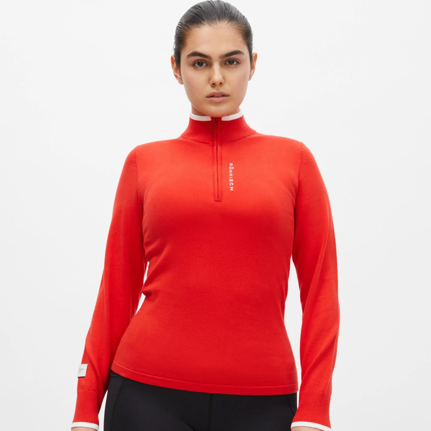 Rohnisch Knitted Half Zip Ladies Golf Sweater Flame Scarlet 10 Rohnisch Knitted Half Zip Ladies Golf Sweater Flame Scarlet - Image 8
