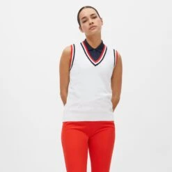 Rohnisch Adele Knitted Ladies Golf Vest White -Teepeg Store image409219622