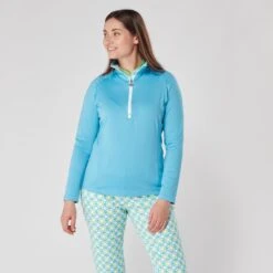 Swing Out Sister Celeste Ladies Golf Mid Layer Dazzling Blue -Teepeg Store image410173379