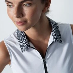 Daily Sports Kyoto Ladies Sleeveless Golf Polo Shirt White -Teepeg Store image413646885