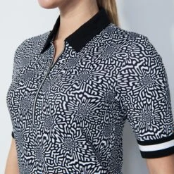 Daily Sports Kyoto Ladies 1/2 Sleeve Golf Polo Shirt Monochrome Black -Teepeg Store image413647394