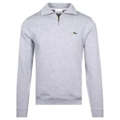 Lacoste Quarter Zip Stand Up Collar Cotton Sweatshirt Silver Chine 24 Lacoste Quarter Zip Stand Up Collar Cotton Sweatshirt Silver Chine -Teepeg Store image413667417