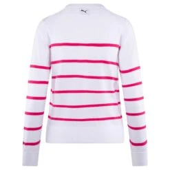 Ladies Puma Resort Crewneck Sweater White/Rose -Teepeg Store image415466800
