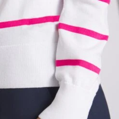 Ladies Puma Resort Crewneck Sweater White/Rose -Teepeg Store image415466807