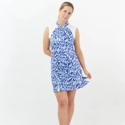 Pure Golf Alda Pull On Ladies Golf Skort Leopard Lake -Teepeg Store image417488503