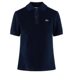 Ladies Lacoste Slim Fit Terry Towelling Polo Shirt Navy