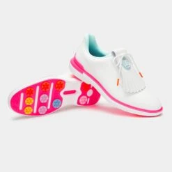 G/FORE Gallivan2r Side Stripe Kiltie Ladies Golf Shoes Snow/Multi 25 G/FORE Gallivan2r Side Stripe Kiltie Ladies Golf Shoes Snow/Multi -Teepeg Store image421324186