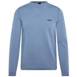Boss Ever-X Cotton Blend Crew Neck Sweater Open Blue -Teepeg Store image423364013