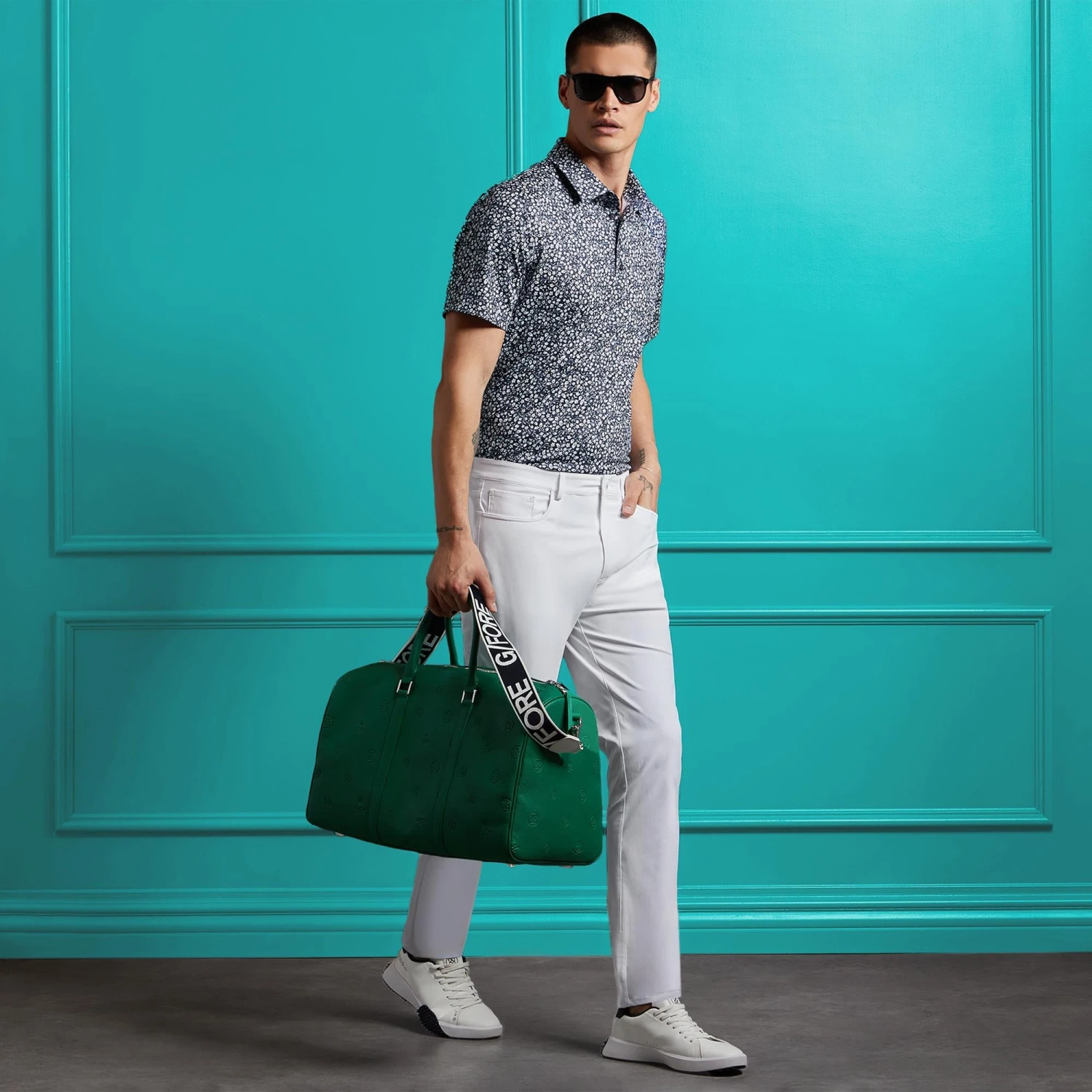 G/FORE Garden Print Mens Golf Polo Shirt Twilight 8 G/FORE Garden Print Mens Golf Polo Shirt Twilight - Image 6