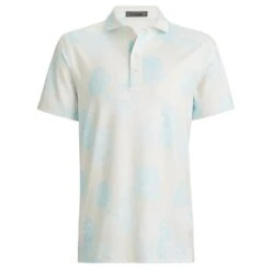 G/FORE Stamped Floral Tech Jersey Mens Golf Polo Shirt Stone