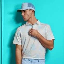 G/FORE Stamped Floral Tech Jersey Mens Golf Polo Shirt Stone 21 G/FORE Stamped Floral Tech Jersey Mens Golf Polo Shirt Stone -Teepeg Store image426262652