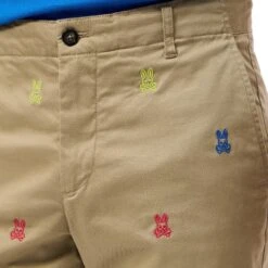 Psycho Bunny Bonham All Over Bunny Print Chino Shorts Canyon Khaki -Teepeg Store image429403461