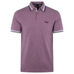 Boss Paddy Cotton Pique Mens Polo Shirt Light Purple -Teepeg Store image430242833