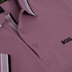 Boss Paddy Cotton Pique Mens Polo Shirt Light Purple -Teepeg Store image430242858