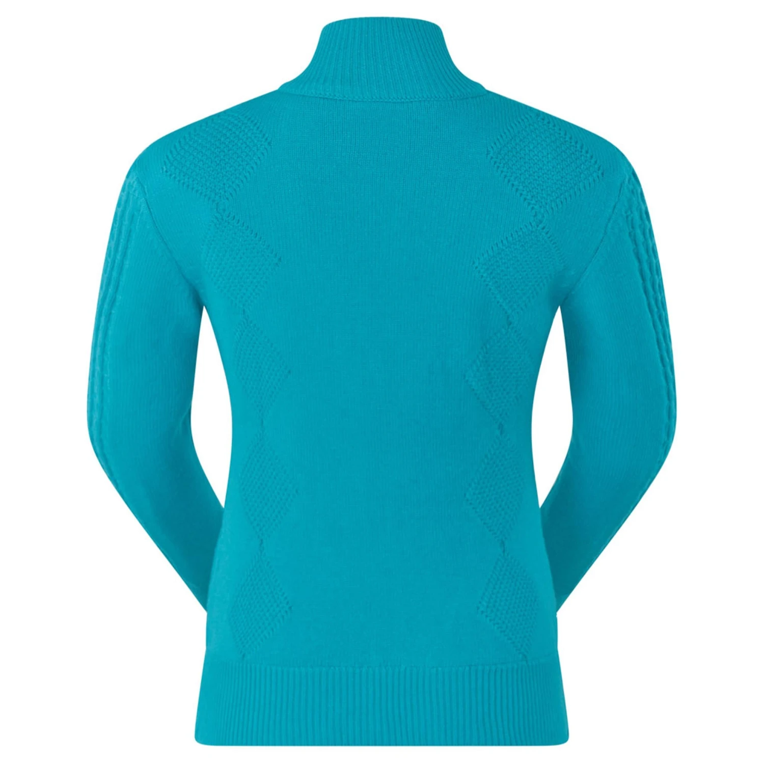 Pure Golf Sorrell Cable Knit Lined Ladies Golf Jumper Tourmaline Blue 5 Pure Golf Sorrell Cable Knit Lined Ladies Golf Jumper Tourmaline Blue - Image 3