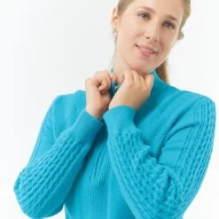 Pure Golf Sorrell Cable Knit Lined Ladies Golf Jumper Tourmaline Blue 28 Pure Golf Sorrell Cable Knit Lined Ladies Golf Jumper Tourmaline Blue -Teepeg Store image430254869