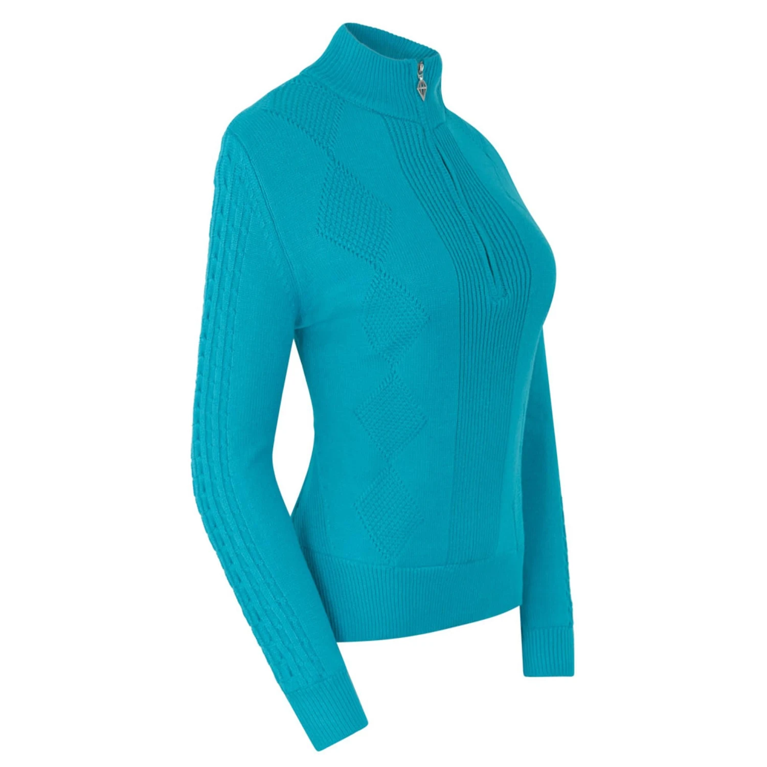 Pure Golf Sorrell Cable Knit Lined Ladies Golf Jumper Tourmaline Blue 22 Pure Golf Sorrell Cable Knit Lined Ladies Golf Jumper Tourmaline Blue - Image 20