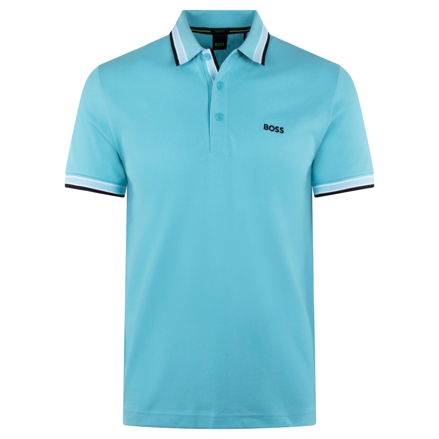 Boss Paddy Cotton Pique Mens Polo Shirt Turquoise 9 Boss Paddy Cotton Pique Mens Polo Shirt Turquoise - Image 7