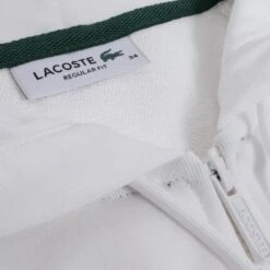 Ladies Lacoste Cotton Blend Full Zip Hooded Sweatshirt White -Teepeg Store image432991546