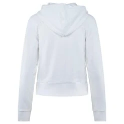 Ladies Lacoste Cotton Blend Full Zip Hooded Sweatshirt White -Teepeg Store image432991560
