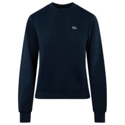 Ladies Lacoste Fleece Crew Neck Sweatshirt Navy -Teepeg Store image432991863