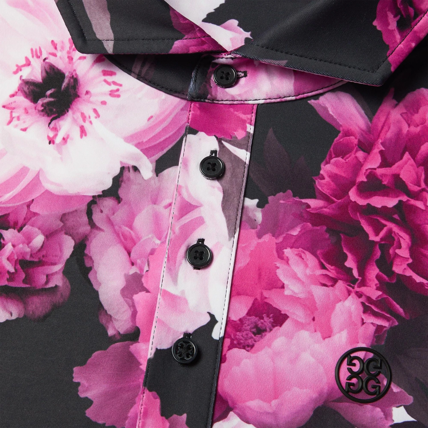 G/FORE Photo Floral Tech Jersey Mens Golf Polo Shirt Onyx 8 G/FORE Photo Floral Tech Jersey Mens Golf Polo Shirt Onyx - Image 6