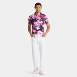 G/FORE Photo Floral Tech Jersey Mens Golf Polo Shirt Onyx 32 G/FORE Photo Floral Tech Jersey Mens Golf Polo Shirt Onyx -Teepeg Store image433006249