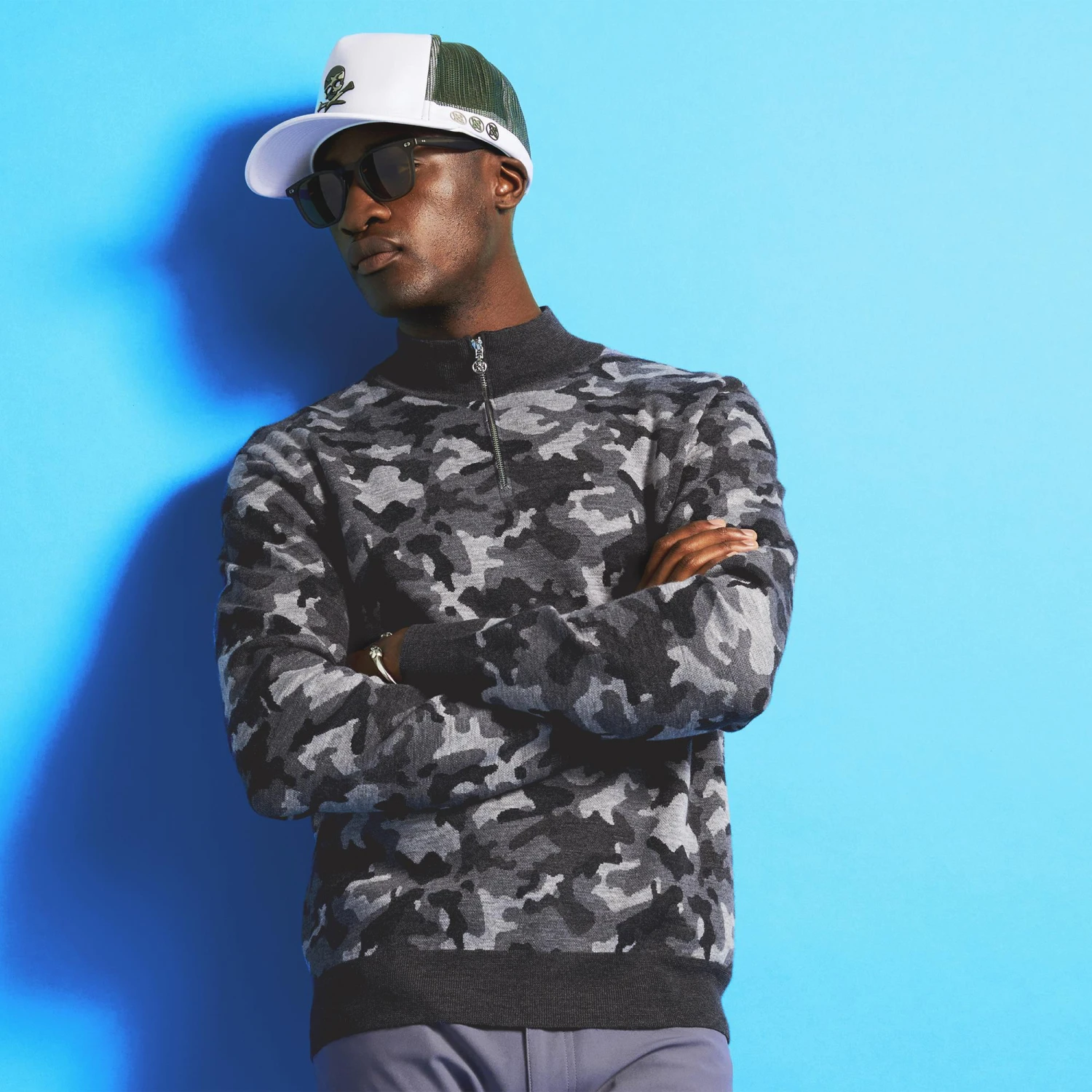 G/FORE Camo Jacquard Merino Wool Mens Golf Sweater Charcoal 16 G/FORE Camo Jacquard Merino Wool Mens Golf Sweater Charcoal - Image 14