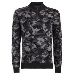 G/FORE Camo Jacquard Merino Wool Mens Golf Sweater Charcoal 40 G/FORE Camo Jacquard Merino Wool Mens Golf Sweater Charcoal -Teepeg Store image433007050
