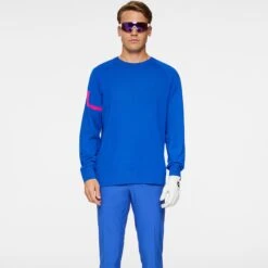 J.Lindeberg J Lindeberg Gusten Knitted Mens Golf Sweater Club Blue -Teepeg Store image433995407