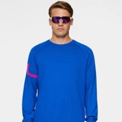 J.Lindeberg J Lindeberg Gusten Knitted Mens Golf Sweater Club Blue -Teepeg Store image433995409