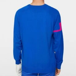 J.Lindeberg J Lindeberg Gusten Knitted Mens Golf Sweater Club Blue -Teepeg Store image433995411