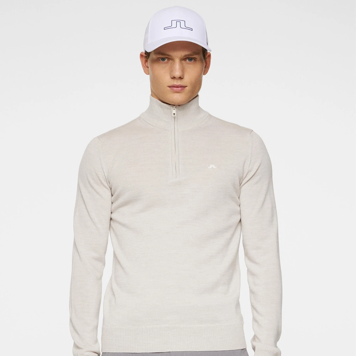 J.Lindeberg J Lindeberg Kian Tour Merino Mens Sweater Moonbeam 5 J.Lindeberg J Lindeberg Kian Tour Merino Mens Sweater Moonbeam - Image 3