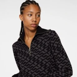 J.Lindeberg J Lindeberg Kerla Knitted Ladies Golf Sweater Bias Bridge Black -Teepeg Store image434019793