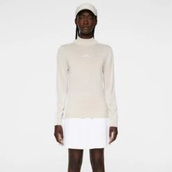 J.Lindeberg J Lindeberg Adia Knitted Ladies Golf Sweater Moonbeam 12 J.Lindeberg J Lindeberg Adia Knitted Ladies Golf Sweater Moonbeam -Teepeg Store image434021054